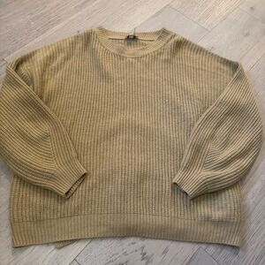 Andree by Unit‎ Tan Chunky Ribbed Oversized Crewneck Sweater P19533 Plus Size 2X